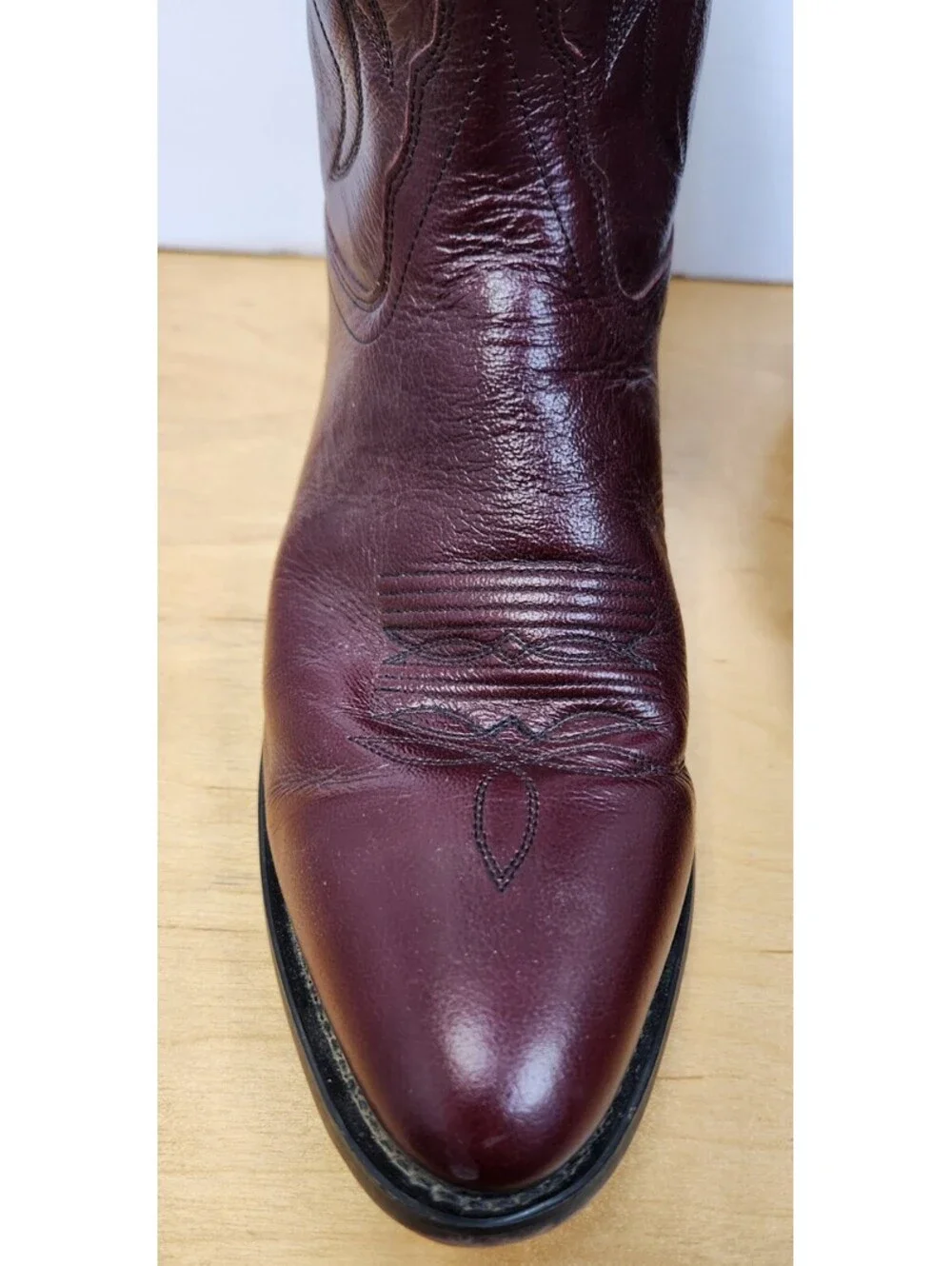Old West Men’s Burgundy Wine Smooth Leather Western Boots Size 10.5 D SCM7013